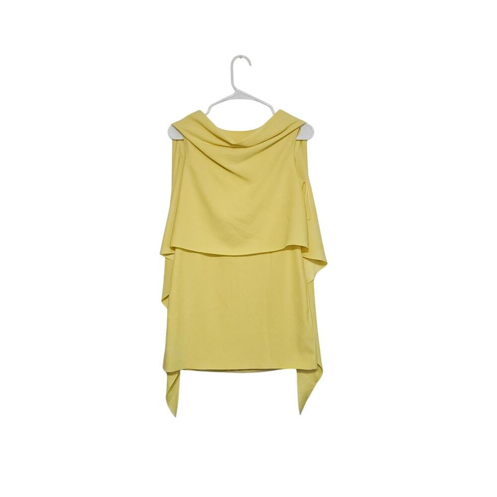 Escada Yellow Drape Front Layered Sleeveless Top Size 32 XS Womens Elegant
